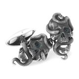 Boga Skull Snake Gümüş Kol Düğmesi - Standart