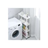 Boğaziçi Beyaz Çok Amaçlı 4 Katlı Banyo Organizer Raf Tekerlekli