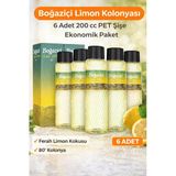 Boğaziçi Limon Kolonyası 200 Cc Pet Şişe 6 Adet 80° Ferahlatıcı Limon Kokulu Kolonya Ekonomik Paket
