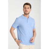 Boggee Pedso Erkek Açık Mavi Italyan Yaka Çekmez Likralı %100 Pamuklu Kumaş Slim Fit Polo Yaka Tişört - XL