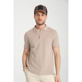 Boggee Pedso Erkek Camel Italyan Yaka Çekmez Likralı %100 Pamuklu Kumaş Slim Fit Polo Yaka Tişört - 2XL