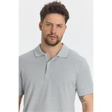 Boggee Pedso Erkek Gri İtalyan Yaka Çekmez Likralı%100 Pamuklu Kumaş Slim Fit Polo Yaka Tişört Gri M