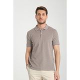 Boggee Pedso Erkek Kahverengi Italyan Yaka Çekmez Likralı %100 Pamuklu Kumaş Slim Fit Polo Yaka Tişört - XL