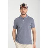 Boggee Pedso Erkek Lacivert Italyan Yaka Çekmez Likralı %100 Pamuklu Kumaş Slim Fit Polo Yaka Tişört - XL