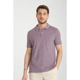 Boggee Pedso Erkek Mürdüm Italyan Yaka Çekmez Likralı %100 Pamuklu Kumaş Slim Fit Polo Yaka Tişört - XL