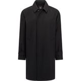 Boggi Milano Erkek Düğmeli Cepli Klasik Yaka Oversize %100 Yün Trençkot U007912 Siyah