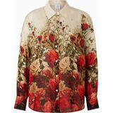 Bogner Nadine Ipek Karışımlı Floral Şifon Kadın Gömlek - Kırmızı - Bej - S