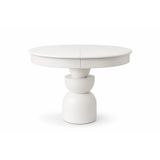 Boğum Ayaklı Yuvarlak Açılır Masa, Beyaz, 90 Cm