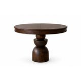 Boğum Ayaklı Yuvarlak Açılır Masa, Koyu Ceviz, 90 Cm