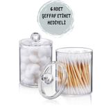 Böğürtlen Home 2li Kristal Banyo Düzenleyicisi Kulak Pamuğu Pamukluk Diş Ipi Pamukluk Takı Dolap Içi Organizer