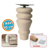 Bohem 10 Cm Doğal Boyasız Ahşap Ayak Silindir Mobilya Koltuk Kanepe Ayağı Metal Montaj Aparat & Keçe