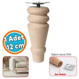Bohem 12 Cm Doğal Boyasız Ahşap Ayak Silindir Mobilya Koltuk Kanepe Ayağı Metal Montaj Aparat & Keçe