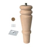 Bohem 15 Cm Doğal Boyasız Ahşap Ayak Silindir Mobilya Koltuk Kanepe Ayağı Metal Montaj Aparat & Keçe