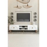 Bohem 150 cm 2 Kapaklı Raflı Tv Ünitesi – Mdf Membran Kapaklı Modern Tv Sehpası - Beyaz