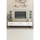 Bohem 150 cm Atlantik Çam 3 Kapaklı Tv Ünitesi – Mdf Mebran Kapaklı Modern Tv Sehpası - Kahverengi