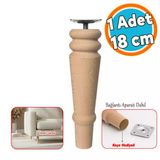 Bohem 18 Cm Doğal Boyasız Ahşap Ayak Silindir Mobilya Koltuk Kanepe Ayağı Metal Montaj Aparat & Keçe