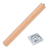 Bohem 40 Cm (1 Adet) Doğal Ahşap Boyasız Silindir Sehpa Ayağı - (1 Adet) 4X4 Metal Montaj Aparatı