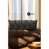 Bohem 4'lü Dekoratif Yastık Kılıfı Kırlent Kılıfı 43x43 Cm Antrasit Etnik Gri