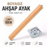 Bohem 50 Cm (1 Adet) Doğal Ahşap Boyasız Silindir Sehpa Ayağı - (1 Adet) 4X4 Metal Montaj Aparatı