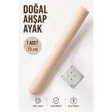 Bohem 73 Cm (1 Adet) Doğal Ahşap Boyasız Silindir Sehpa Ayağı - (1 Adet) 8X8 Metal Montaj Aparatı