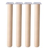 Bohem 73 Cm (4 Adet) Doğal Ahşap Boyasız Silindir Sehpa Ayağı - (4 Adet) 8X8 Metal Montaj Aparatı
