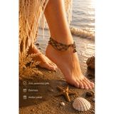 Bohem Antik Bronz Katmanlı Zincir Halhal – Etnik Vintage Tasarım Kadın Halhal