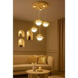 Bohem Aydınlatma Bohem Avize Şapkalı 3+1 Sarkıt Model Modern Avize 3 Renk LED Beyaz/sarı/gün Işığı - 4 - Gold