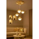 Bohem Aydınlatma Bohem Avize Şapkalı 3+1 Sarkıt Model Modern Avize 3 Renk Led Beyaz/Sarı/Gün Işığı