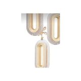 Bohem Aydınlatma Elips 3 Lü Sarkıt LED Avize Gold Sarkıt Salon Avizeleri