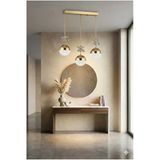 Bohem Aydınlatma Gold Modern Masa Üstü 3 Top Sarkıt 3 Renk LED Modern Avize