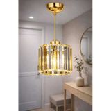 Bohem Aydınlatma Modern Gold(Altın) Kristal Sarkıt Avize Koridor Antre Uyumlu Şeffaf Kristal Cam (Gold Altın Gövde)