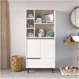 Bohem Banyo Dolabı Çok Amaçlı Dolap 3 Kapaklı Metal Ayaklı Beyaz BOH9C-W