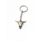Bohem Boğa Kafatası Figürlü Gümüş Renk Unisex Metal Anahtarlık