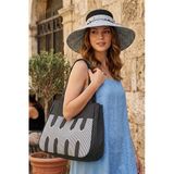 Bohem Çiçekli Hasır Şapka Ve Puantiyeli/Çizgili Modern Çanta Seti 1317-1336