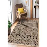 Bohem Çizgili Dijital Baskılı Kaymaz Yıkanabilir Salon Oturma Odası Mutfak Antre Balkon Halı Yolluk 200 X 290 Cm Kahverengi