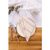 Bohem | Çizgili Keten Peçete 40 X 40 Cm (Kahverengi, 6'lı Set)