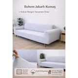 Bohem Desen Jakarlı 3 Kişilik Kanepe Örtüsü | Lastikli Koltuk Örtüsü |çekyat Örtüsü| koltuk kılıfı (gri)