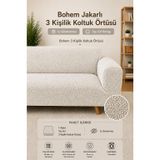 Bohem Desen Jakarlı 3 Kişilik Kanepe Örtüsü | Lastikli Koltuk Örtüsü |çekyat Örtüsü| koltuk kılıfı (taş gri)