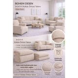 Bohem Desen krem Lastikli Koltuk Örtüsü 3+3+1+1 Takımı Esnek Lastikli Koltuk Örtüsü koltuk kılıfı vizon 180 x 230