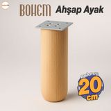 Bohem Doğal Ahşap Silindir Ayak 20 cm Aparat Dahil Mobilya Koltuk Kanepe Sehpa Masa Ayağı Ayakları - 18 cm