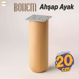 Bohem Doğal Ahşap Silindir Ayak 20 Cm Aparat Dahil Mobilya Koltuk Kanepe Sehpa Masa Ayağı Ayakları