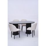 Bohem Göksu Lak Panel Yemek Masa Sandalye Takımı 90X170 - Siyah - 90*170