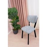 Bohem Jakarlı Sandalye Kılıfı Çubuk Desen 6 Adet - 45 x 56 cm - Krem