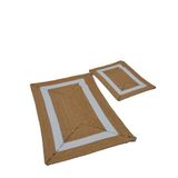 Bohem Jüt Banyo Paspas Seti - 2'li El Dokuması Kaymaz Çift Taraflı Dikdörtgen Paspas | 60x90 cm & 40x60 cm (Hasır-krem)