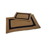 Bohem Jüt Banyo Paspas Seti - 2'li El Dokuması Kaymaz Çift Taraflı Dikdörtgen Paspas | 60x90 cm & 40x60 cm (Hasır-Siyah)