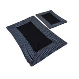 Bohem Jüt Banyo Paspas Seti - 2'li El Dokuması Kaymaz Çift Taraflı Dikdörtgen Paspas | 60x90 cm & 40x60 cm (Siyah-Kırçıl)