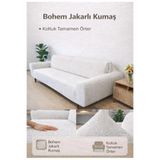 bohem Lastikli 3 Kişilik Koltuk Örtüsü Kaymaz Esnek ve Yıkanabilir Koltuk Kılıfı bohem krem 180 x 230
