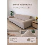 Bohem Lastikli 3 Kişilik Koltuk Örtüsü Kaymaz Esnek ve Yıkanabilir Koltuk Kılıfı Bohem Vizon - 0,6 x 19 x 29 cm - Çok Renkli