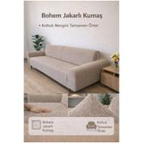 bohem Lastikli 3 Kişilik Koltuk Örtüsü Kaymaz Esnek ve Yıkanabilir Koltuk Kılıfı bohem vizon 180 x 230
