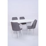 Bohem Milano Lak Panel Yemek Masa Sandalye Takımı 90X170 - Beyaz - 90*170